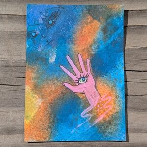 ATC ACEO original Painting Series "Sci-Fi" Title Reach 3.5"By 2.5" Artwork By PM